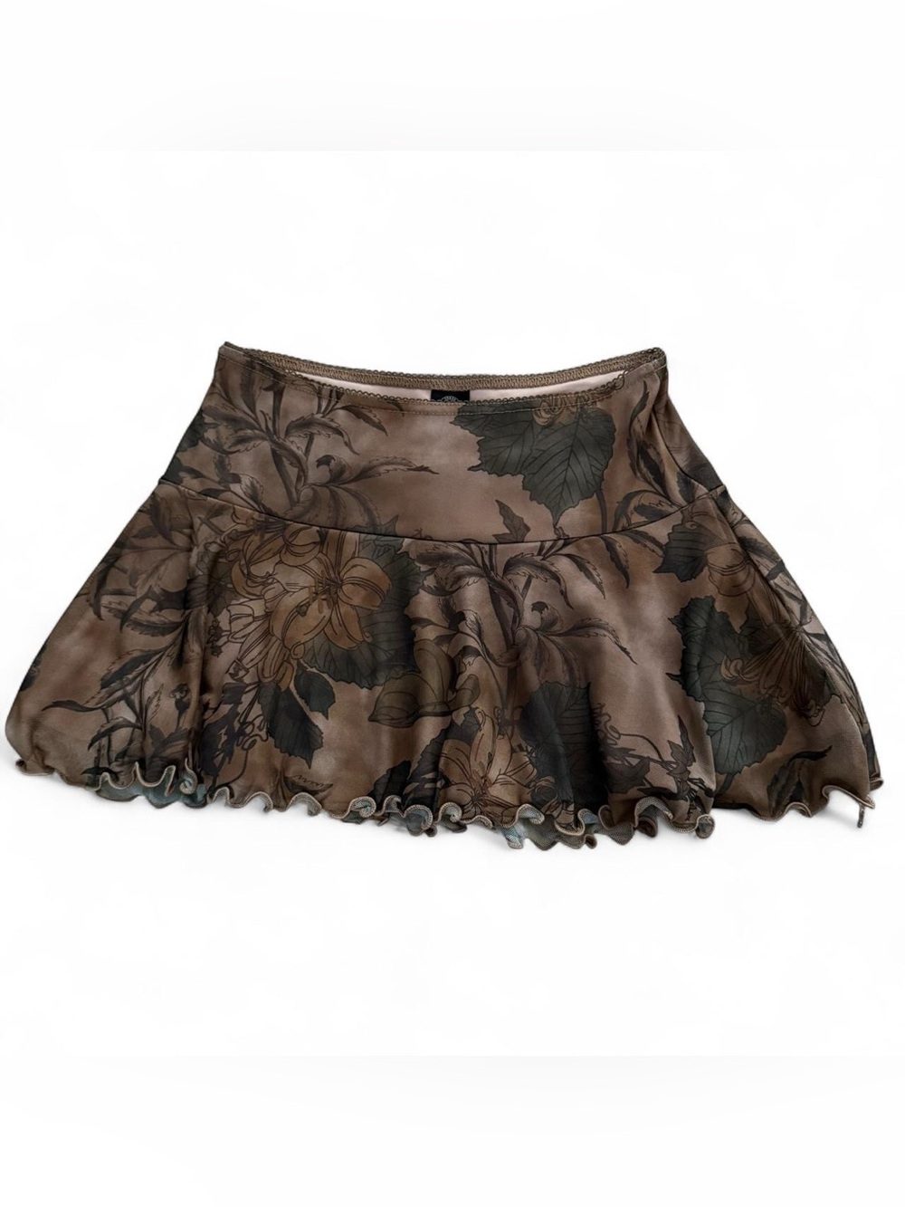 Urban Outfitters Brown Floral Satin Circle Skirt
